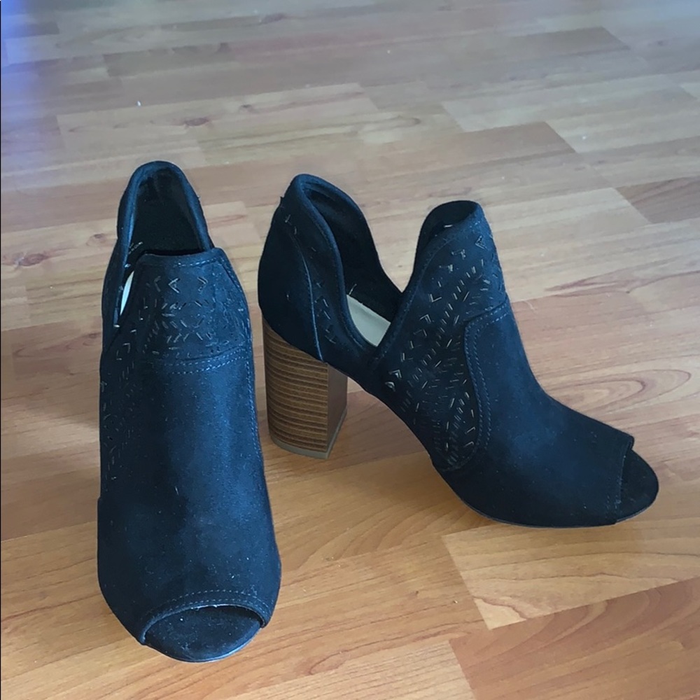 Fergalicious Black Peep Toe Booties